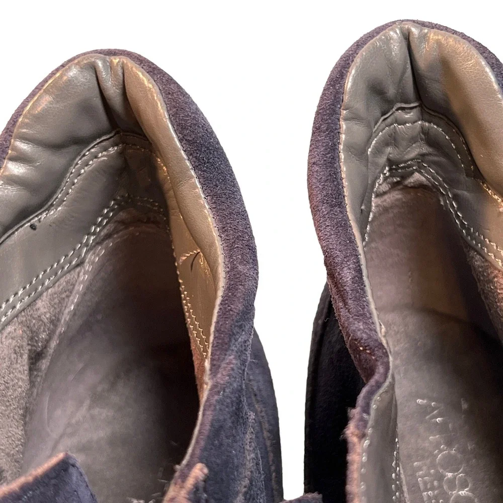 Aerosoles Best Fit Suede Leather Wedge Sneaker 8.5 Navy Blue Hook & Loop Closure